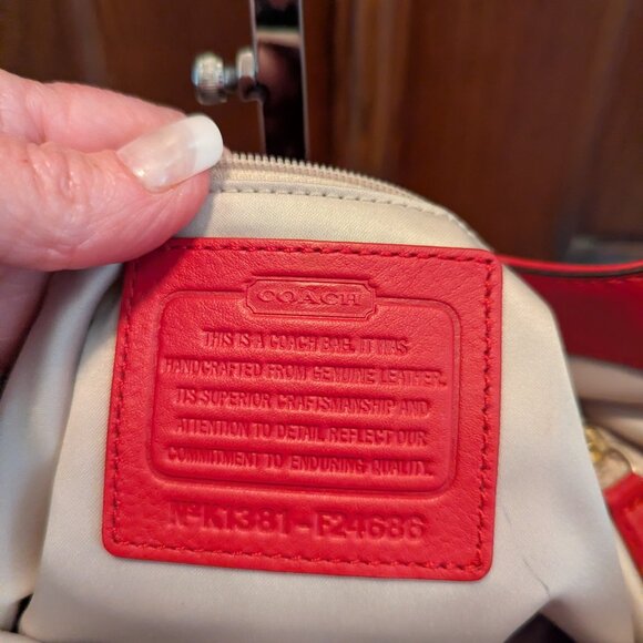 Coach Campbell Leather Hobo Bag Red F24686 - Picture 10 of 14